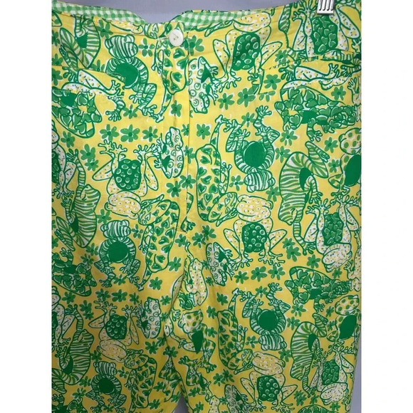 Lilly Pulitzer Ankle Frog Green Pockets Tropical Crop Capri Pants Size 10 - Picture 2 of 12